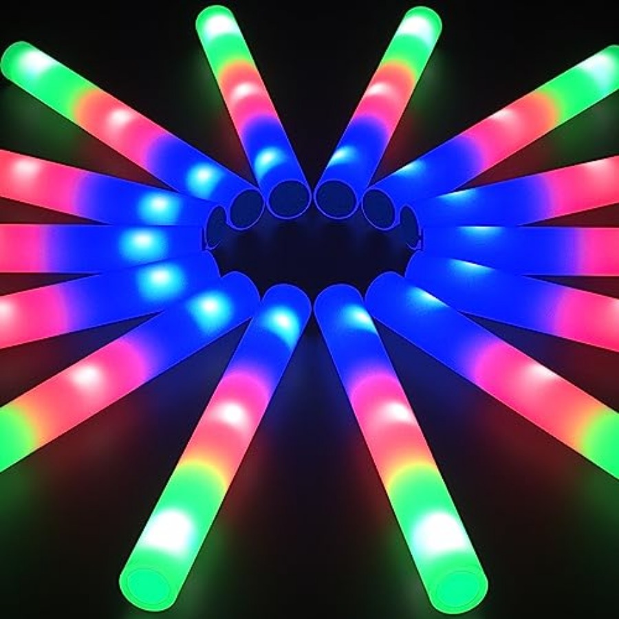 Flashing Led Foam Sticks Party - Zestaw piankowych pałeczek świetlnych, 16 cali,