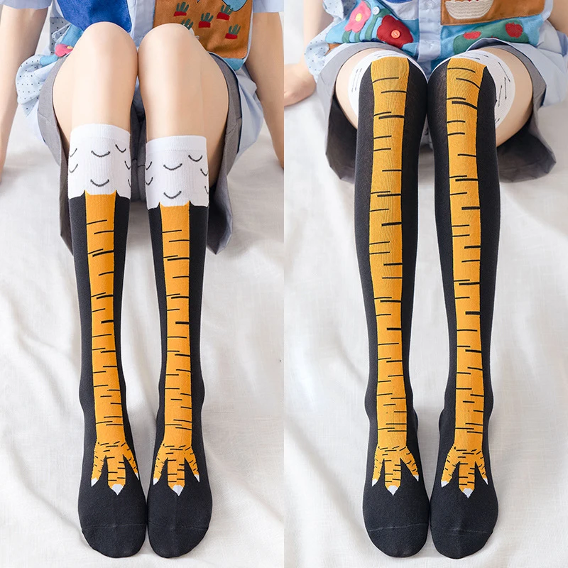 Funny Chicken Leg Socks - Śmieszne podkolanówki z nadrukiem kurzej łapki,