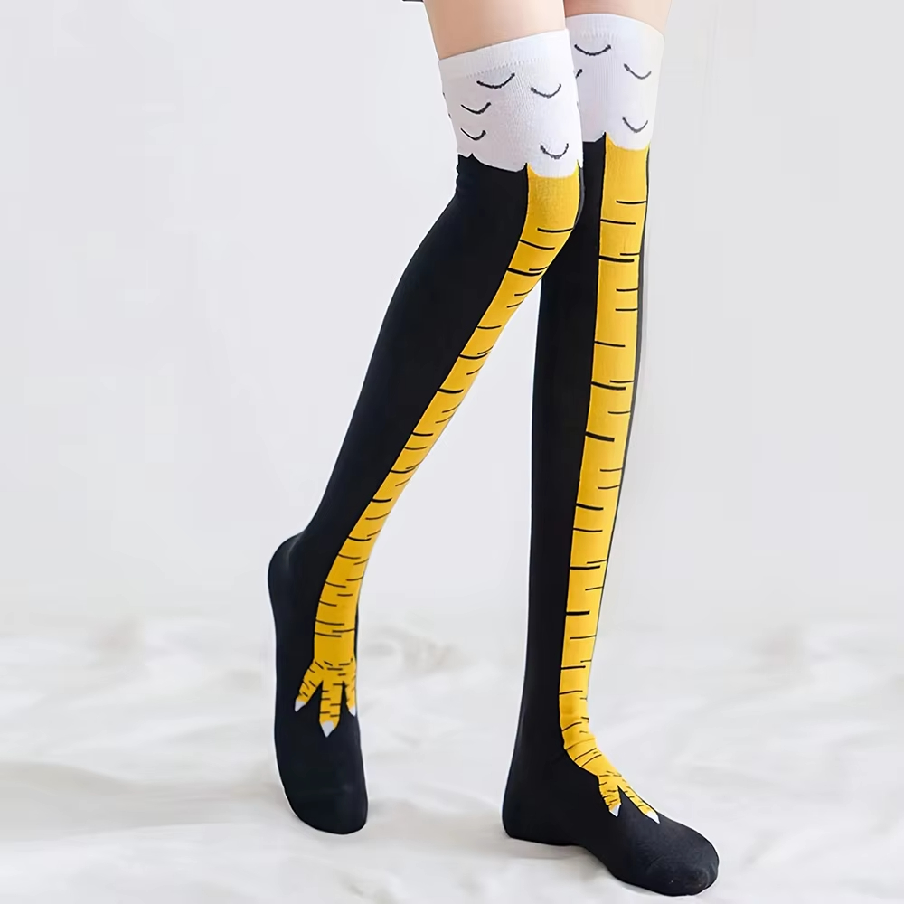 Funny Chicken Leg Socks - Kobiety zakolanówki pończochy stopy kurczaka drukuj