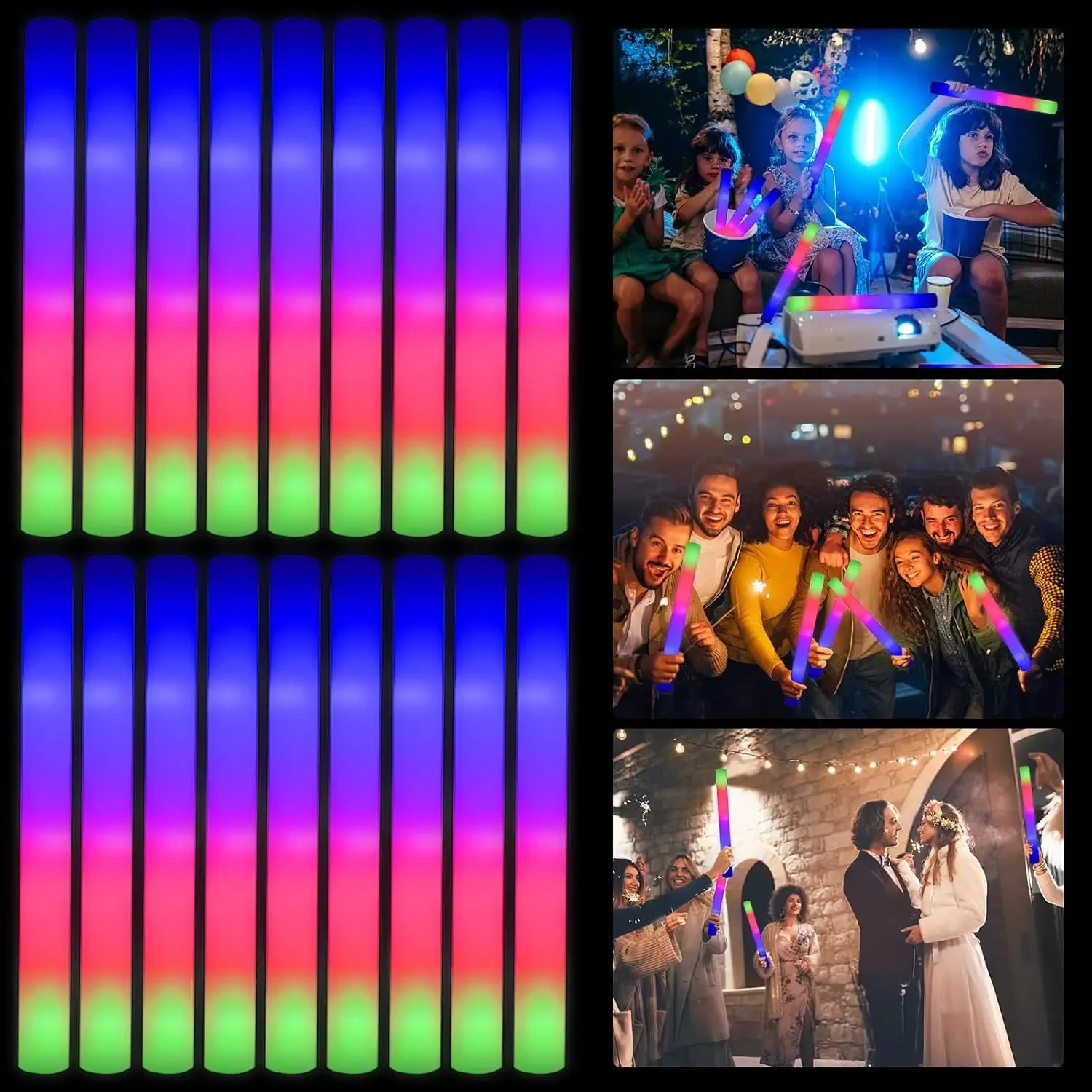 Flashing Led Foam Sticks Party - 3Z-50PCS Świecące pałeczki piankowe LED na