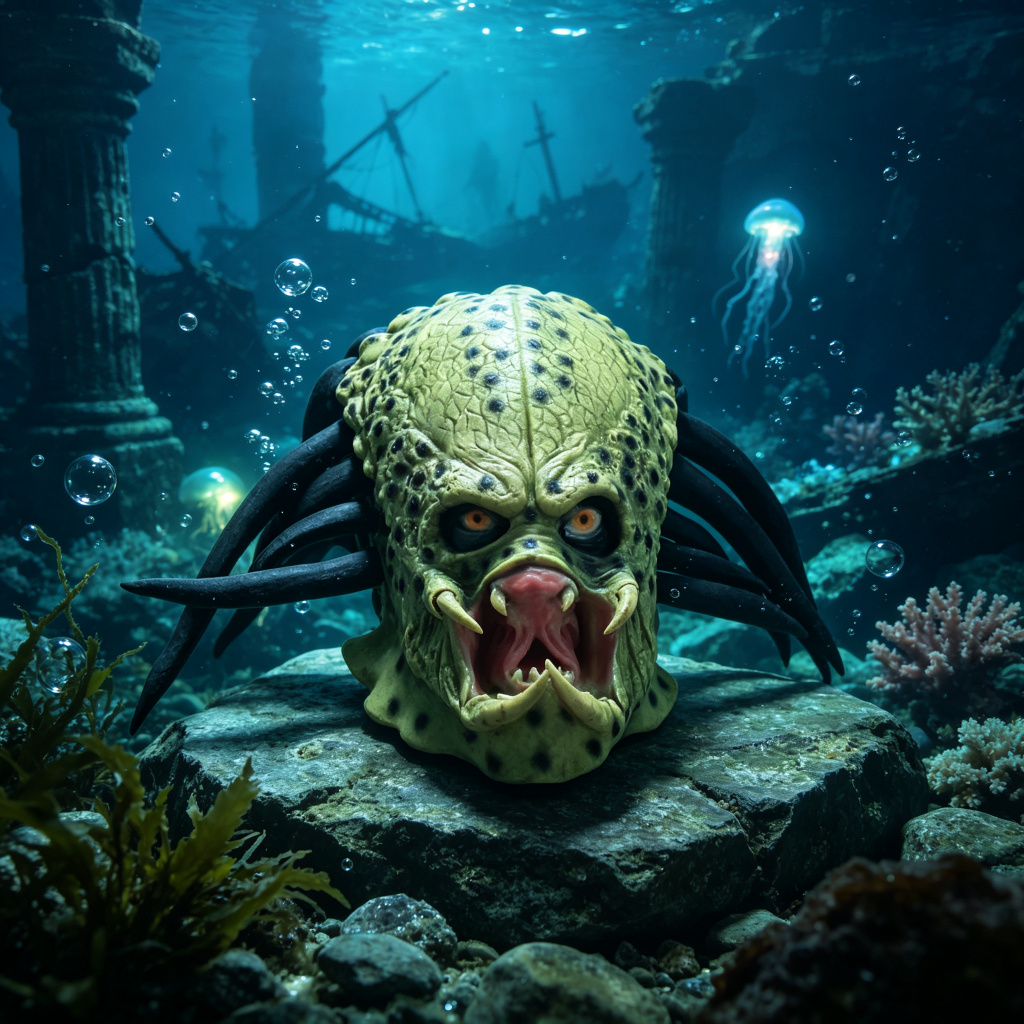 Latex Alien Mask Realistic - Realistyczna maska Predatora na całą głowę,