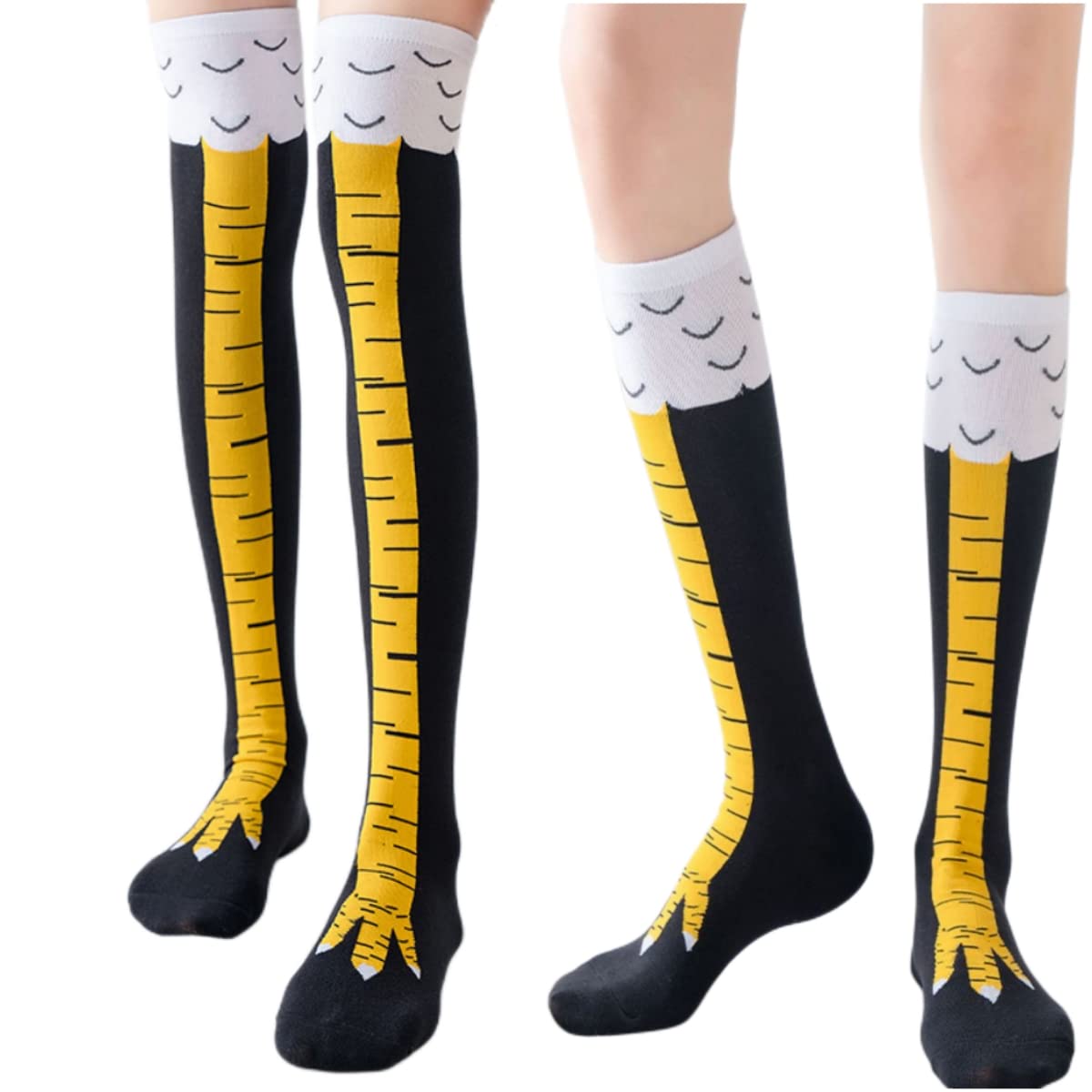 Funny Chicken Leg Socks - 1/2 pary damskich podkolanówek Trendy Cartoon