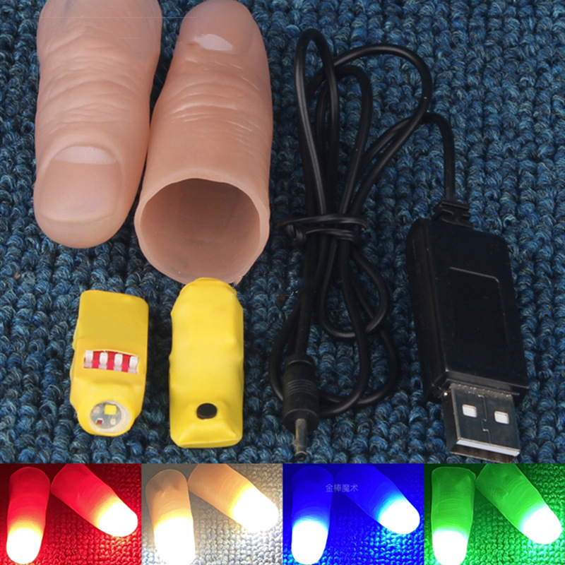 Thumb Tip Magic Trick Set - Profesjonalny zestaw świateł (czerwony/cztery kolory) Magiczne