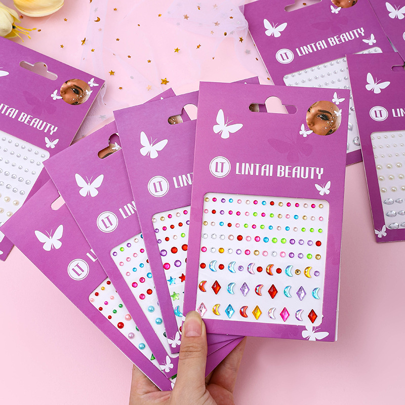 Party Supplies - Naklejki na twarz z klejnotami, samoprzylepne,
