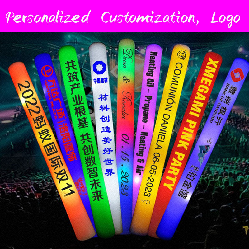 Flashing Led Foam Sticks Party - 30 LED-owych świetlnych pałeczek z pianki,