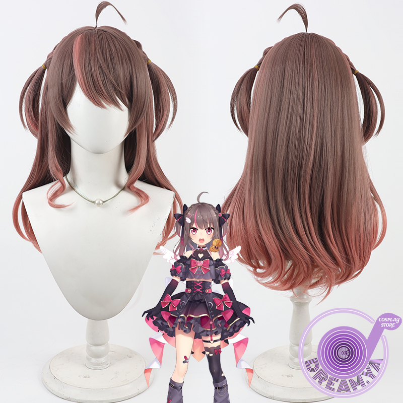 Anime Cosplay Wig Heat Resistant - Peruka do cosplayu Natsuiro Matsuri, brązowo-różowa,