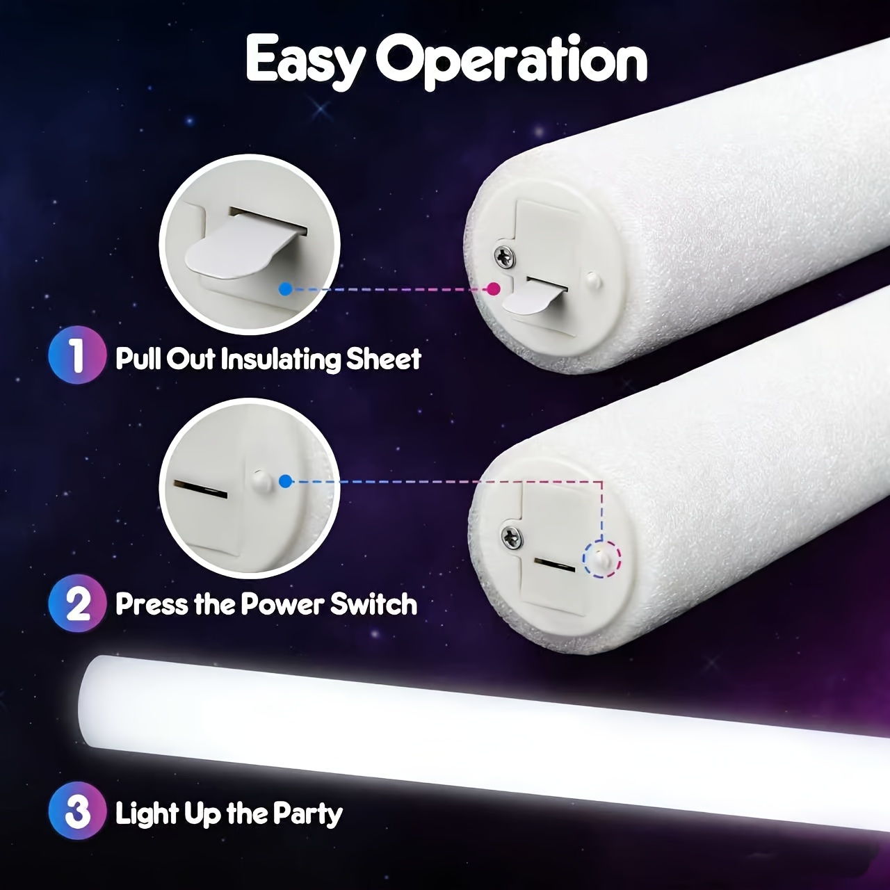 20/30 szt. LED Białe Piankowe  – Flashing Led Foam Sticks Party recenzja i cena