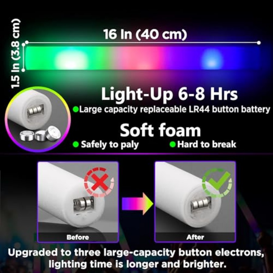 Zestaw piankowych pałeczek świ – Flashing Led Foam Sticks Party recenzja i cena