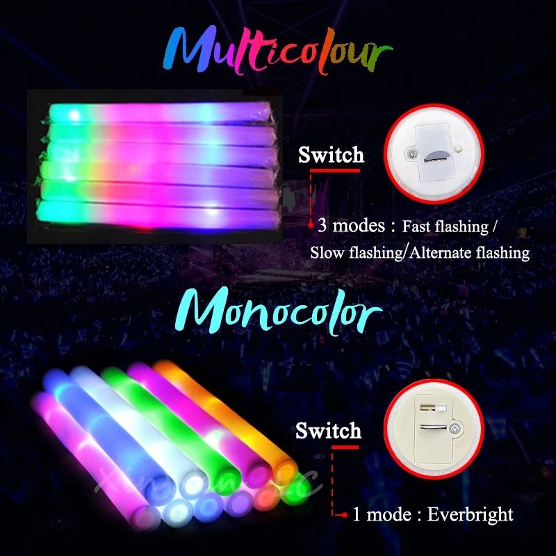 1/15/30 szt. Kolorowe, migając – Flashing Led Foam Sticks Party recenzja i cena