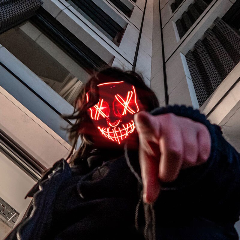 Maska neonowa LED na Halloween – Led Purge Mask Halloween recenzja i cena